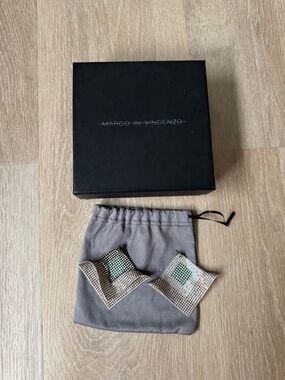 Marco de Vincenzo Women's Silver Mesh Statement Earrings - Silver/Green